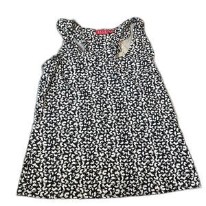 Elle Small Black and White Floral‎ Womens Blouse Tank Top Sleeveless Round Neck